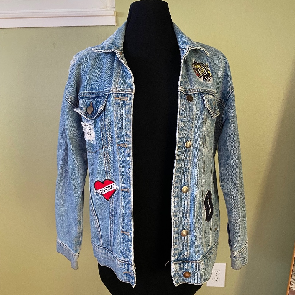 Forever 21 Oversized Patch Denim Jacket